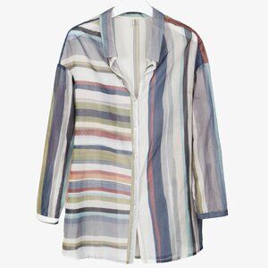 Annette Gortz Luisa White-Multicoloured Striped Oversized Button-Up Blouse